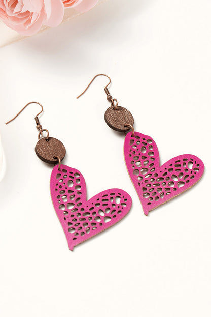 Pink heart dangle earrings