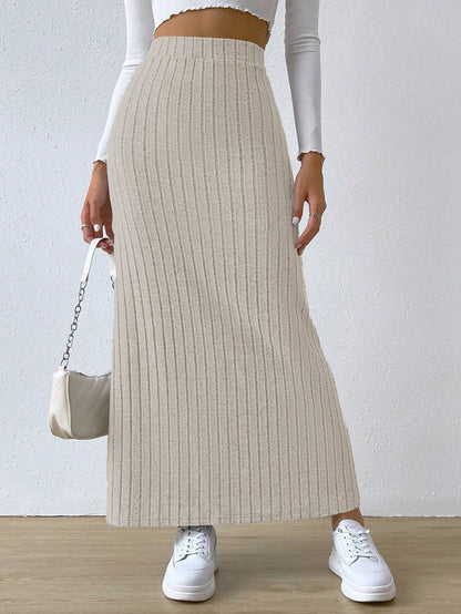 Long Skirt High Waist Side Slit Slim Dress