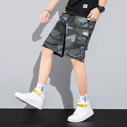 Summer beach pants, multi-pocket drawstring.