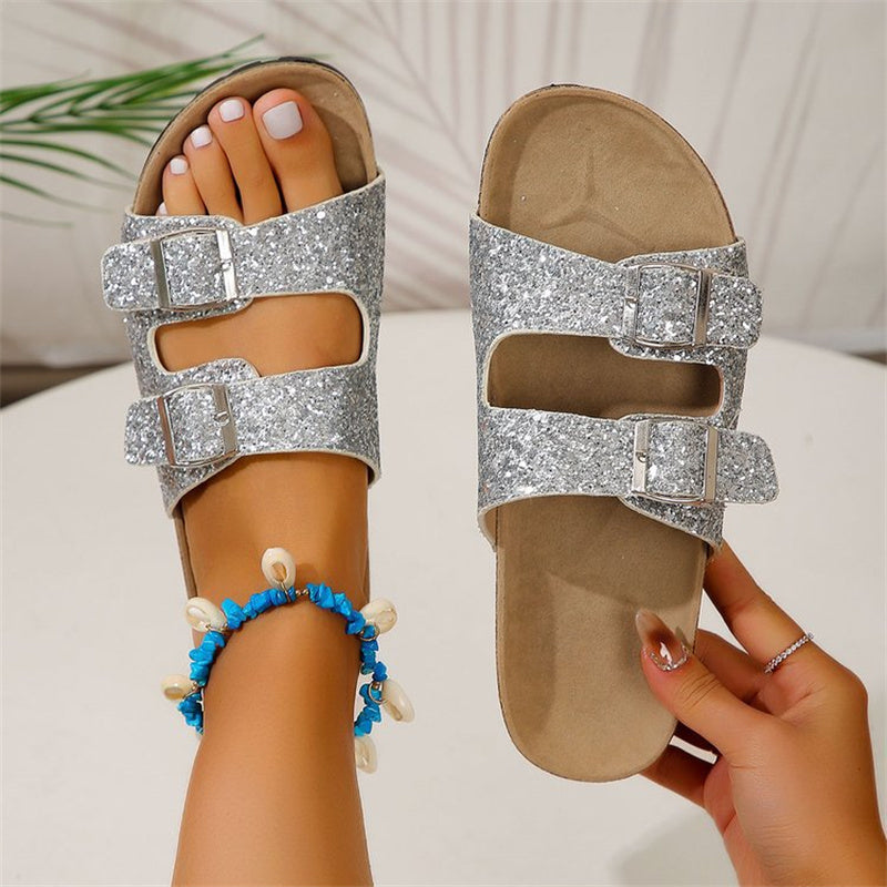 Double Buckle Leisure Outdoor Slippers Slides