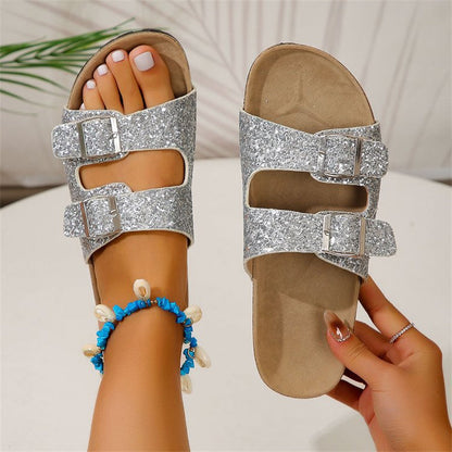 Double Buckle Leisure Outdoor Slippers Slides