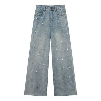 High-waist slim-fit pearl jeans.