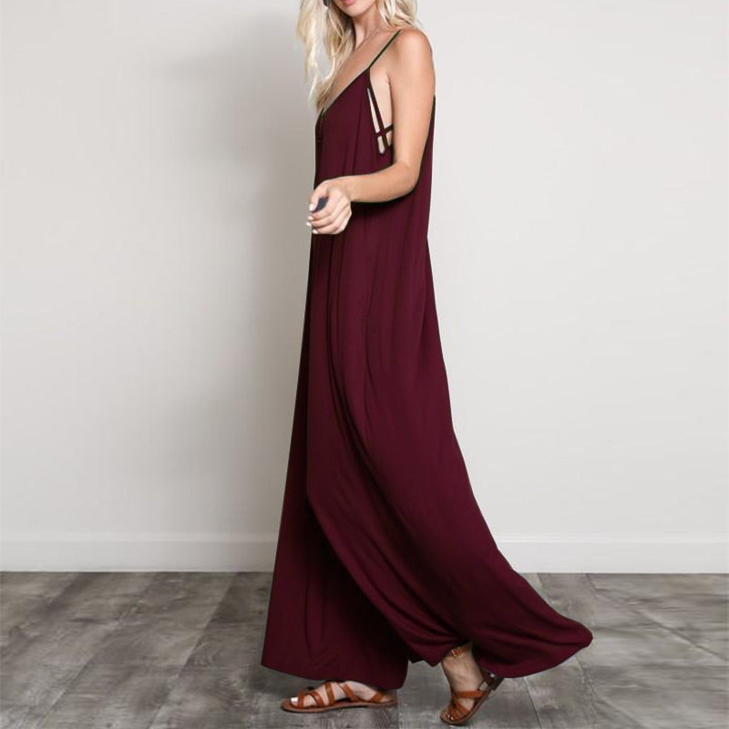 Summer V Neck Long Jumpsuits