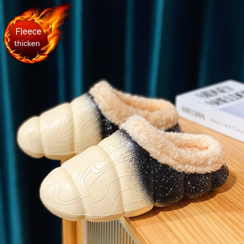 Cozy fleece-lined indoor platform slippers