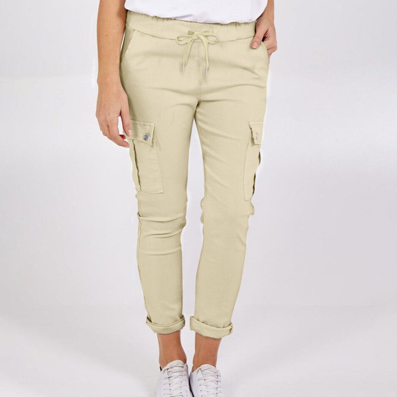 Casual Cargo Pants With Pockets Waist Pencil Trousers