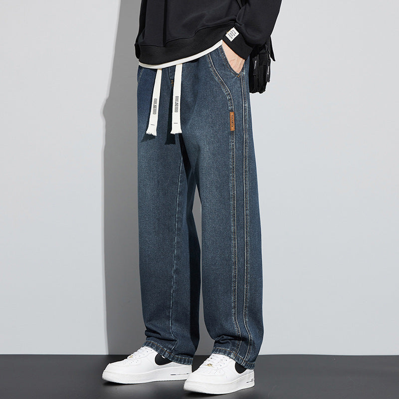 Fleece-lined Thick Loose Straight Jeans