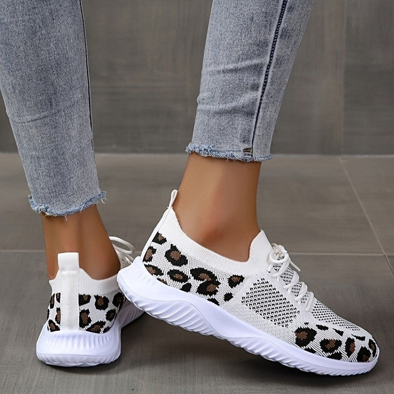 Leopard Print Lace-up Sneakers Sports