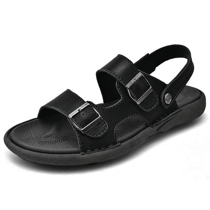 Double Breasted Leather Breathable Beach Sandals