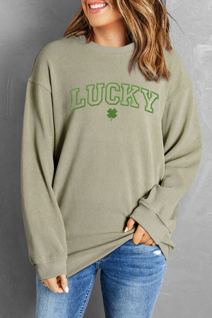 Lucky clover graphic sweatshirt in green