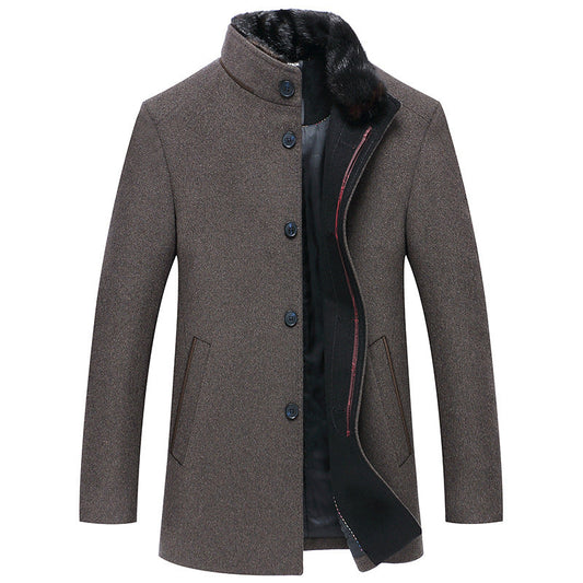 Simple Solid Color Men's Coat