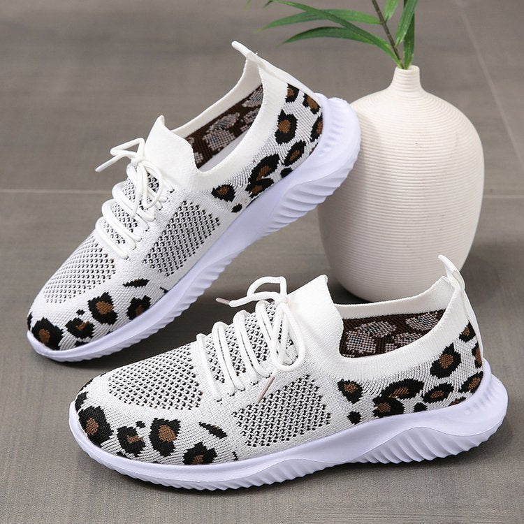 Leopard Print Lace-up Sneakers Sports