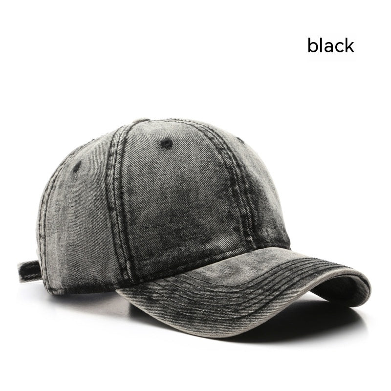 Street-style washed denim cap