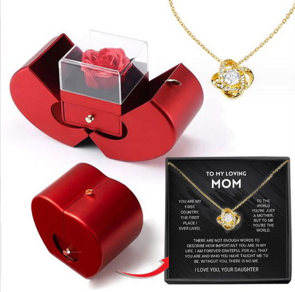 Jewelry Box Red Apple Gift Necklace Eternal Rose