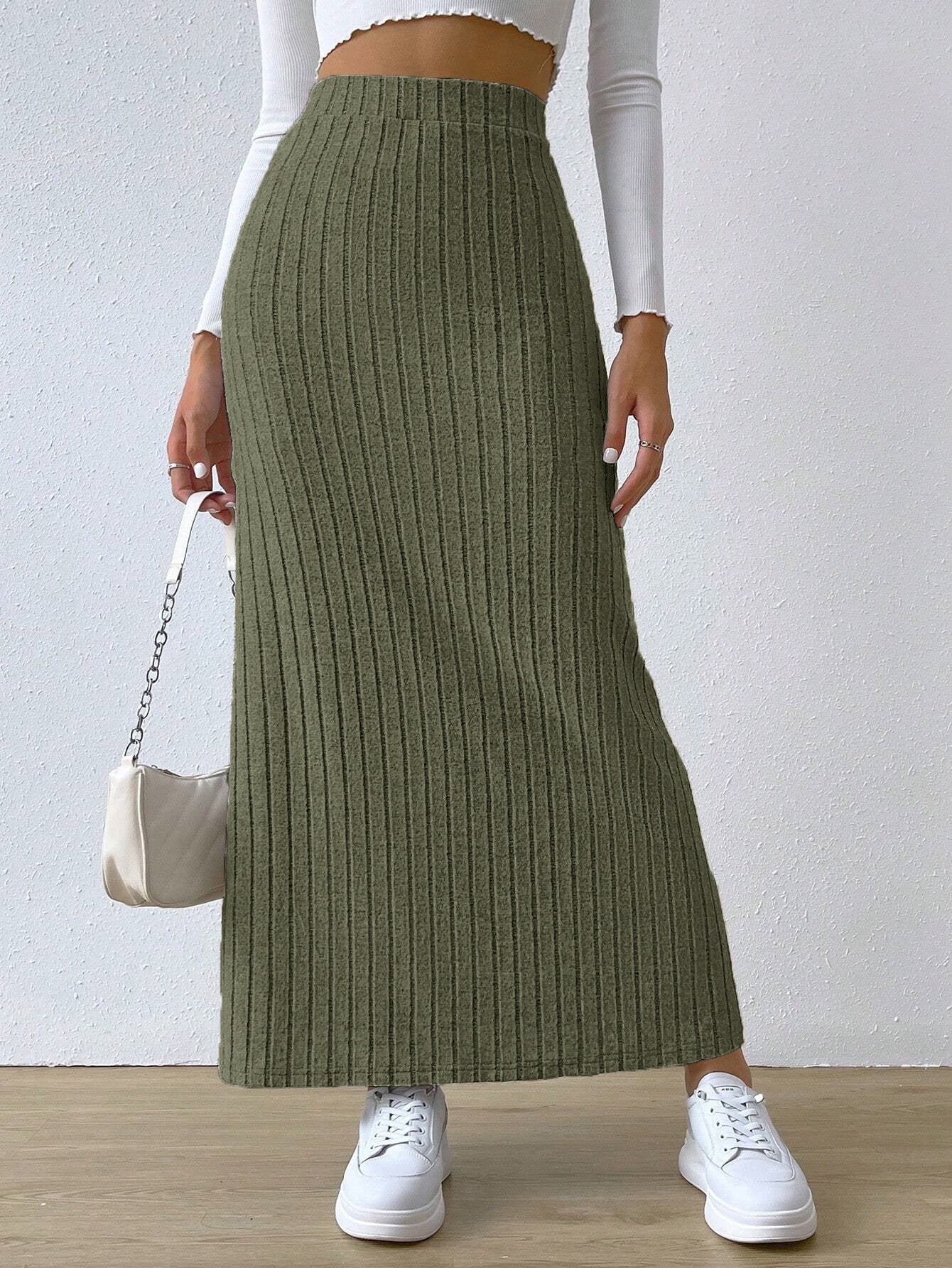 Long Skirt High Waist Side Slit Slim Dress