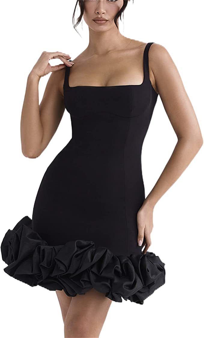 Women's Fashion Suspender Ruffle Dress