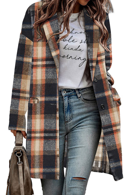 Long lapel collar plaid