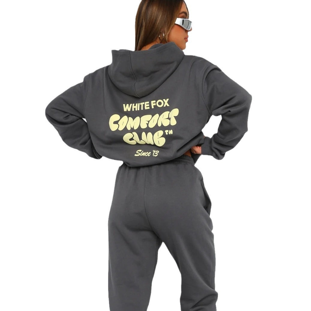 Pullover Hooded Sweater Sports Long-sleeved Two-piece Set