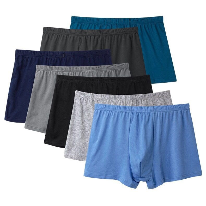 Middle-aged, elderly, cotton, mid-waist, boxer shorts.