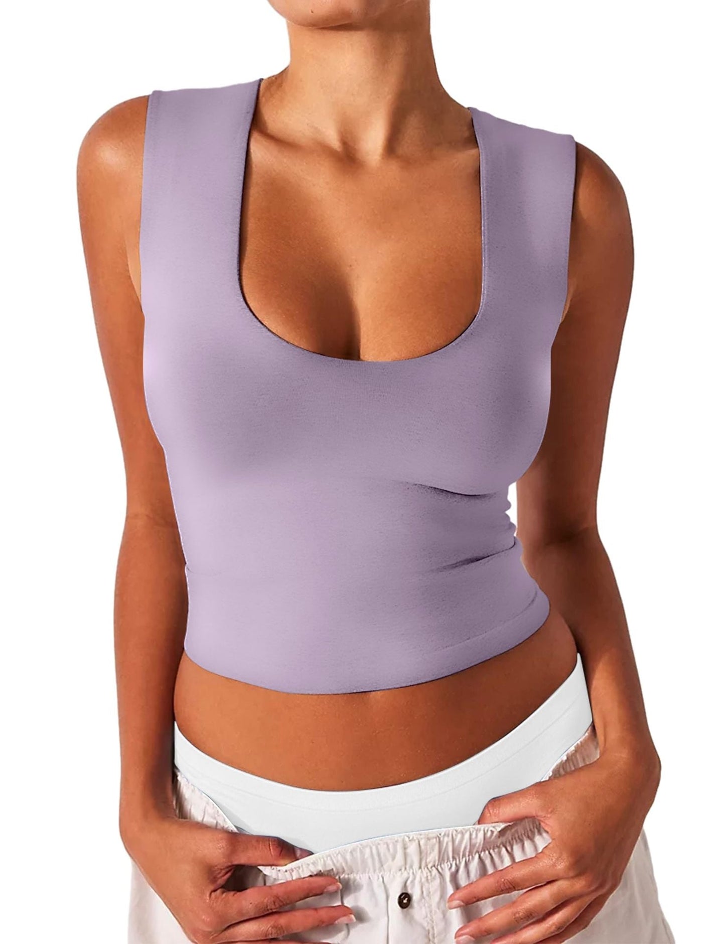 Women's Slim-fit U-neck Sleeveless Vest Top