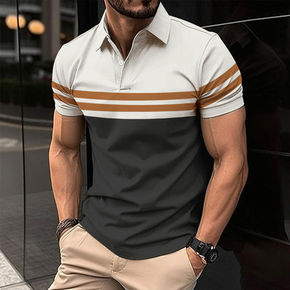 Striped Printed Men's Casual Polo Shirt