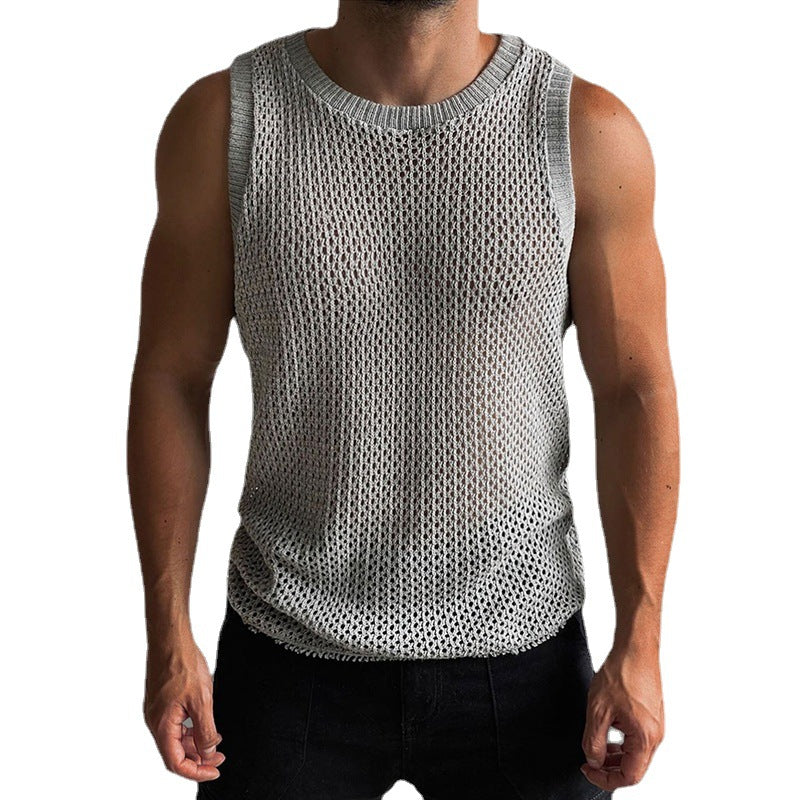 Sleeveless hollow knit vest