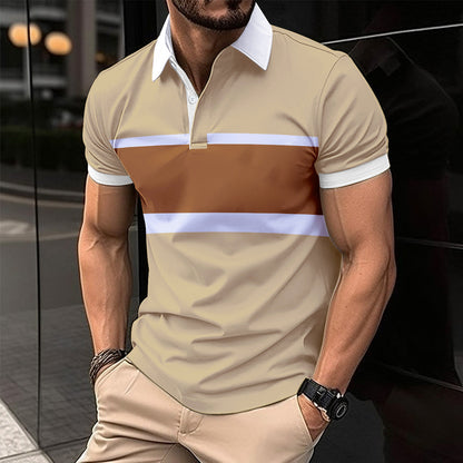 Striped Printed Men's Casual Polo Shirt