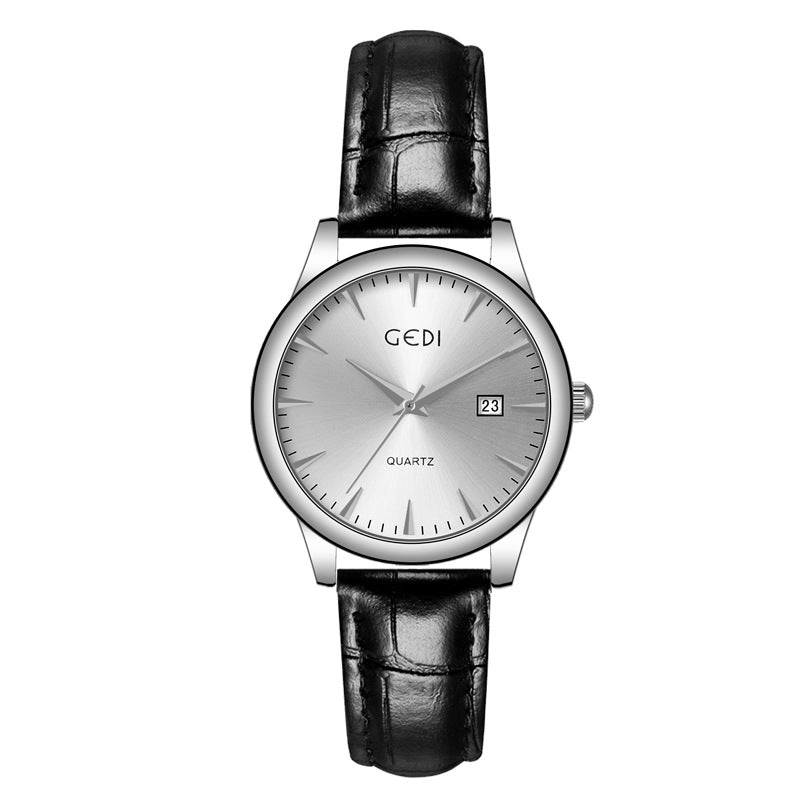 Couple's Simple Calendar Quartz Watch