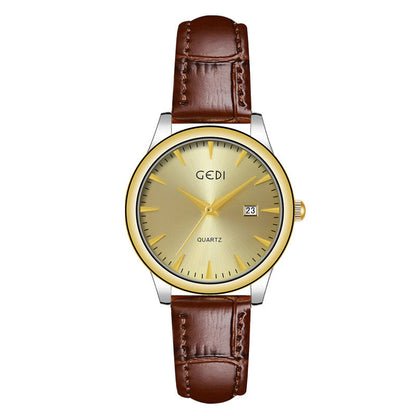 Couple's Simple Calendar Quartz Watch