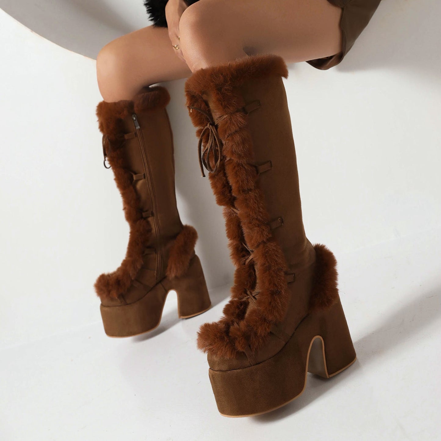 Fur Boots Platform High Heel