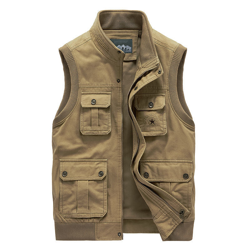 Cotton vest with multiple pockets.