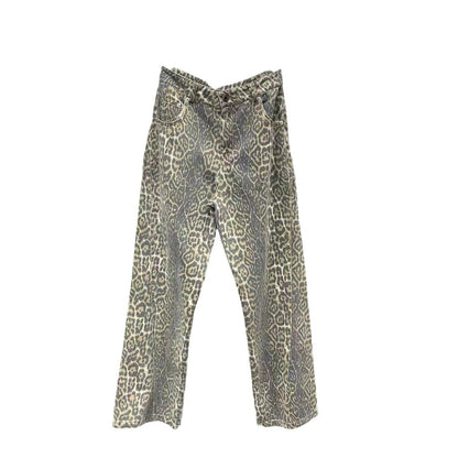 Leopard print slim street jeans