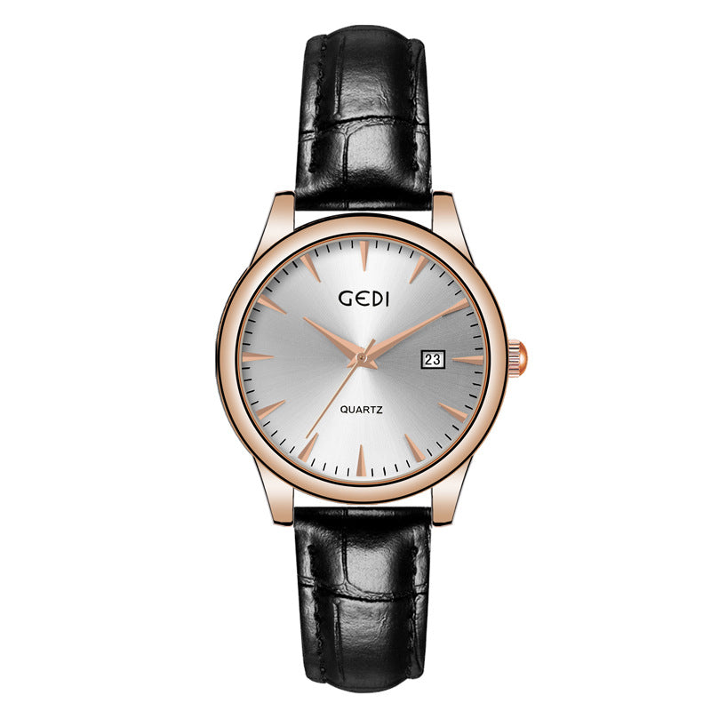 Couple's Simple Calendar Quartz Watch