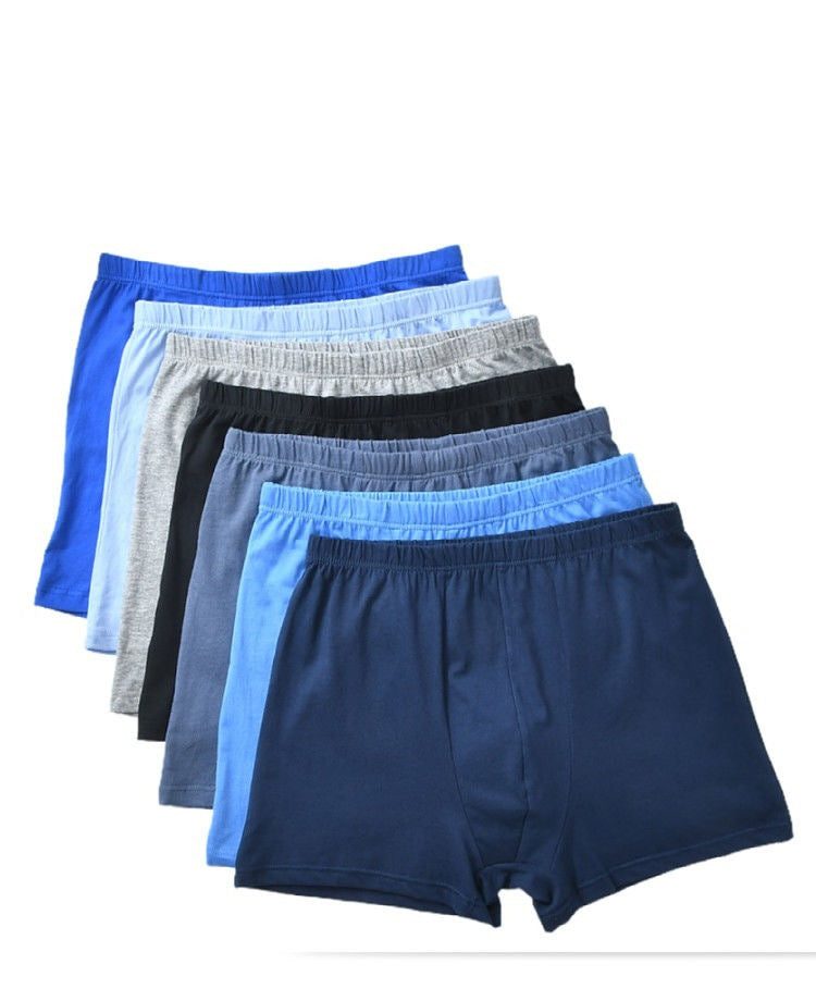 Middle-aged, elderly, cotton, mid-waist, boxer shorts.