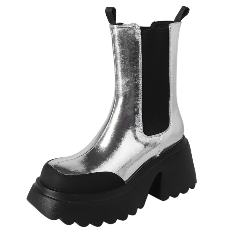 Platform Martin Boots High Heels Fleece-lined Waterproof