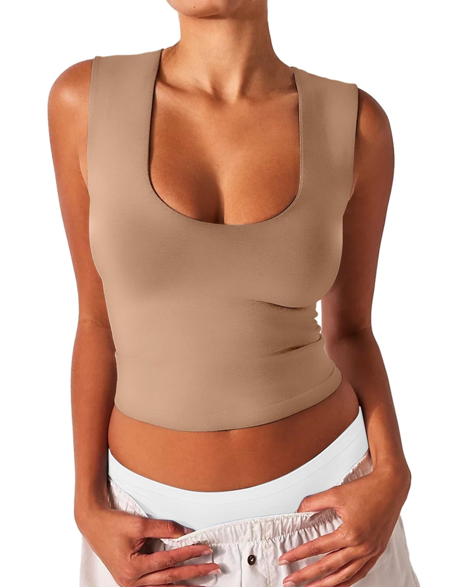 Women's Slim-fit U-neck Sleeveless Vest Top