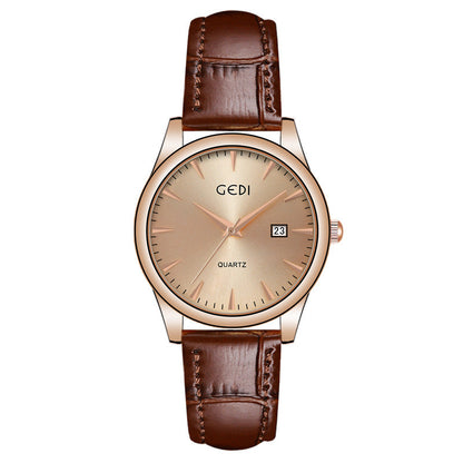 Couple's Simple Calendar Quartz Watch