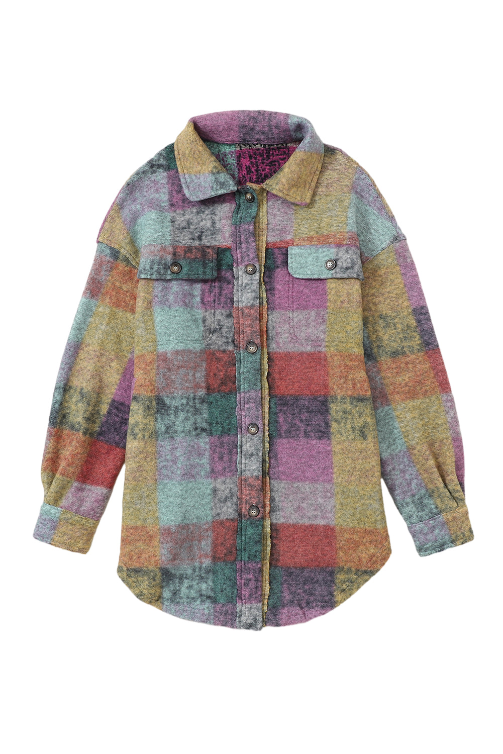 Multicolor oversized shacket, brushed plaid.