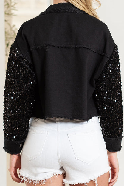 Sequin sleeve denim dazzle