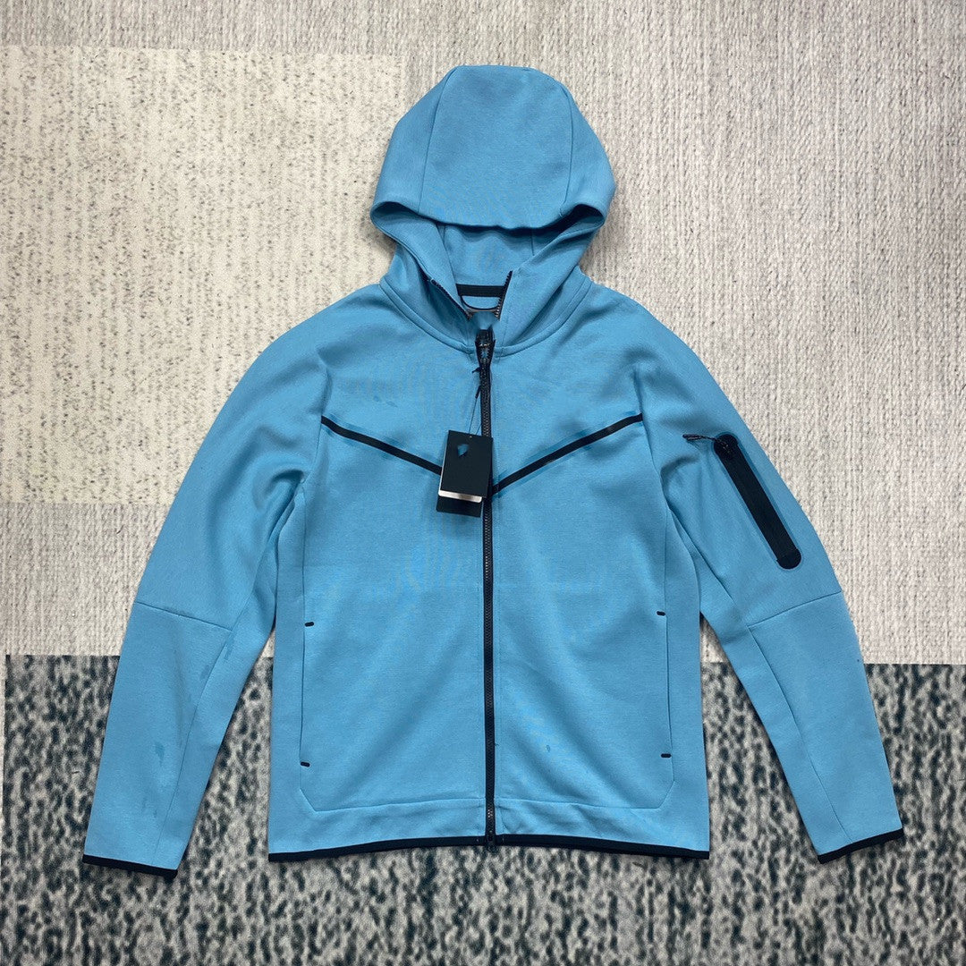 Air Layer Cotton Knit Hooded Jacket Zipper