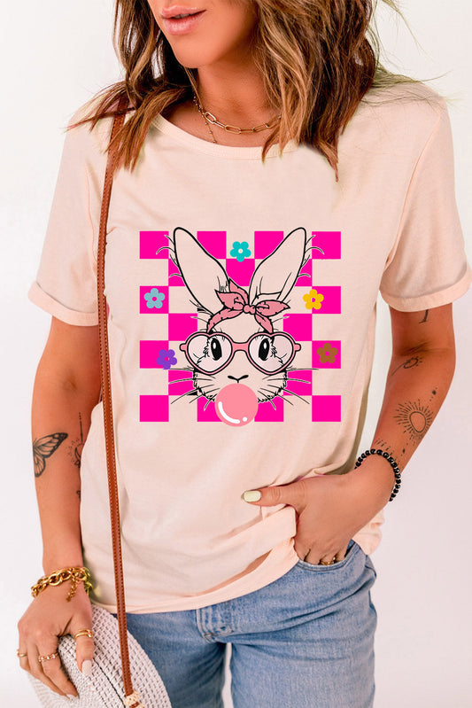 Pink Easter tee with rabbit