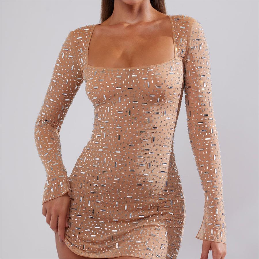 Dress Slim-fit Hip-wrapped Short Dress Sequined