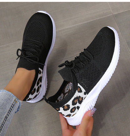 Leopard Print Lace-up Sneakers Sports