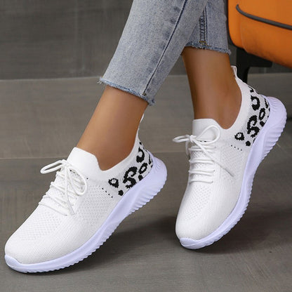 Leopard Print Lace-up Sneakers Sports