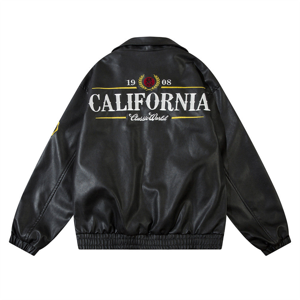 Stylish motorcycle jacket with embroidery