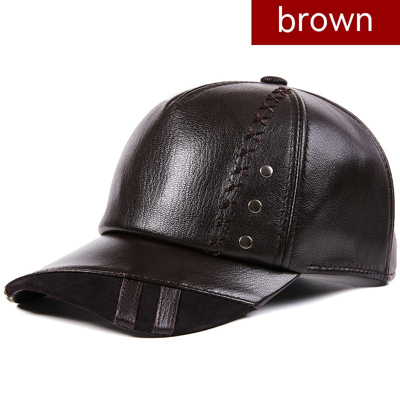 Sheepskin Korean-style leather cap