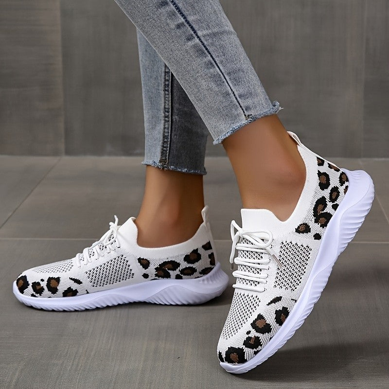 Leopard Print Lace-up Sneakers Sports