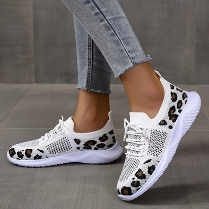 Leopard Print Lace-up Sneakers Sports