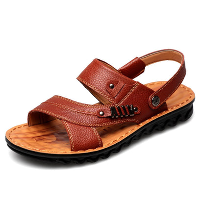 Durable cowhide beach sandals, non-slip