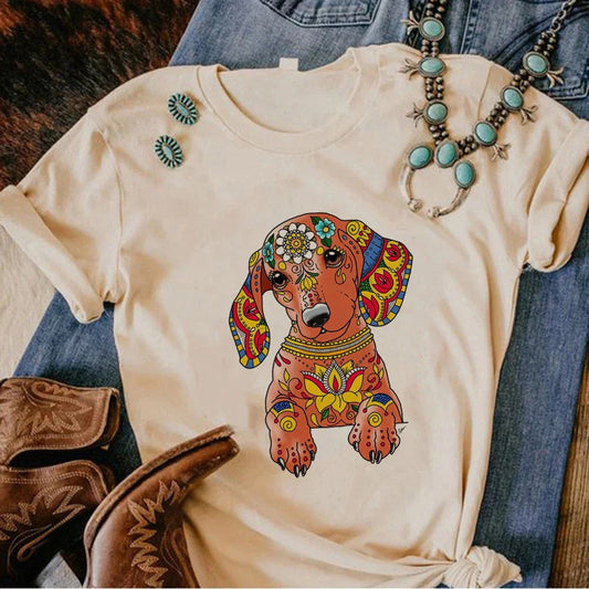 Puppy Print T-shirt For Women