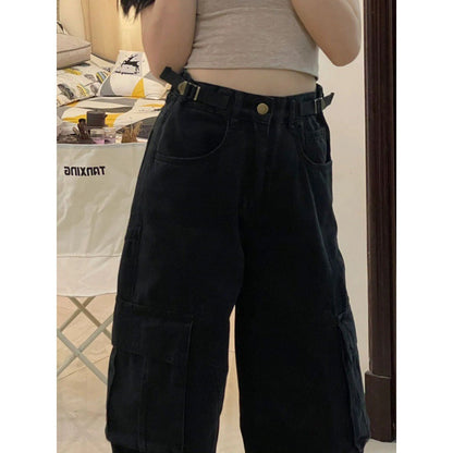 Retro Design Straight Mop Jeans